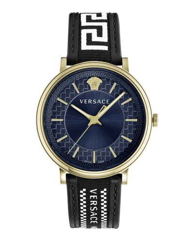 Versace V-circle Strap Watch In Gold