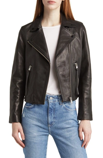 Allsaints Dalby Leather Biker Jacket In Black/matte