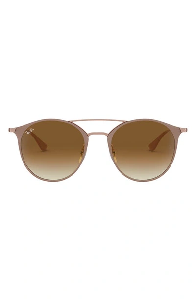 Ray Ban 49mm Gradient Round Sunglasses In Beige On Copper