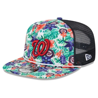 New Era Washington Nationals Tropic Floral Golfer Lightly Structured Snapback Hat In Red