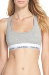 Calvin Klein Modern Cotton Collection Cotton Blend Racerback Bralette In Grey Heather