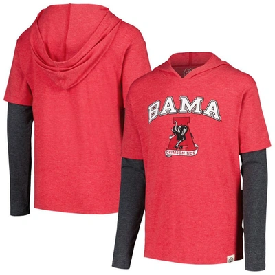WES & WILLY YOUTH WES & WILLY CRIMSON ALABAMA CRIMSON TIDE TRI-BLEND LONG SLEEVE HOODIE T-SHIRT