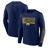 Profile Men's  Navy Michigan Wolverines Big And Tall Two-hit Graphic Long Sleeve T-shirt In Navy