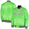 Starter Neon Green Boston Red Sox Cross Bronx Fashion Satin Full-snap Varsity Jacket In Neon Green
