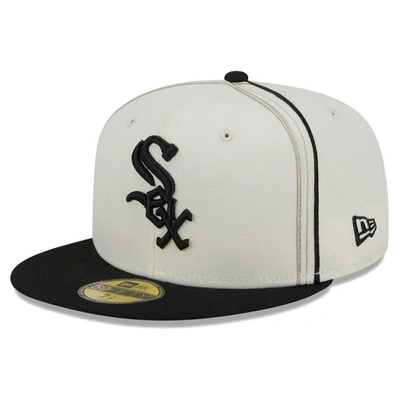 New Era Men's  Cream, Black Chicago White Sox Chrome Sutash 59fifty Fitted Hat In Cream,black