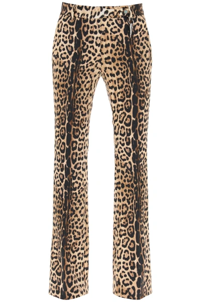 Roberto Cavalli Slim-cut Leopard-print Trousers In Neutrals
