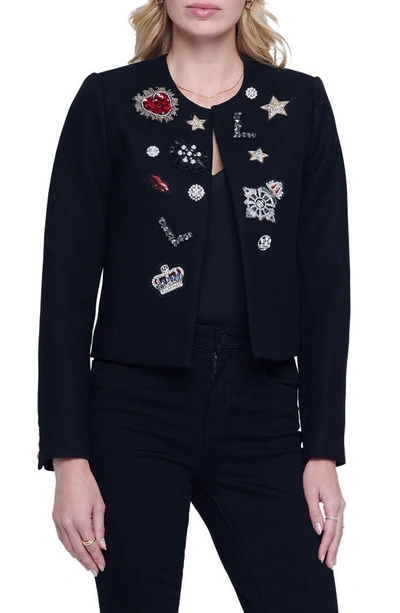 L Agence Bowie Wool Blend Patch Jacket In Black