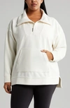 Zella Cozy Ottoman Rib Half Zip Pullover In Ivory Egret