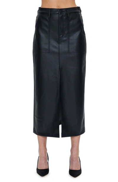 Pistola Alice Straight Faux-leather Utility Skirt In Slate Black