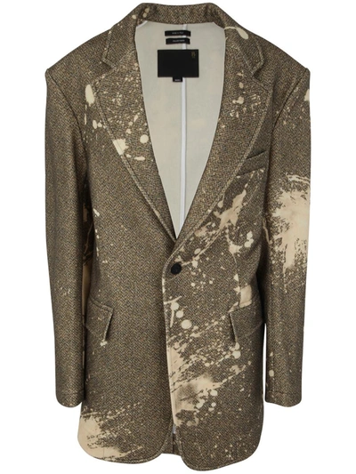 R13 Paint-splatter Tweed Blazer In Brown