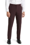Nordstrom Trim Fit Flat Front Stretch Trousers In Burgundy Royale