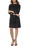 Ming Wang Beaded Velvet Burnout Shift Dress In Black