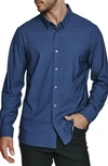 7 Diamonds Dale Medallion Print Performance Button-up Shirt In Navy
