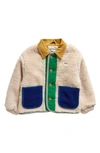 BOBO CHOSES KIDS' COLORBLOCK RECYCLED POLYESTER FAUX SHEARLING JACKET