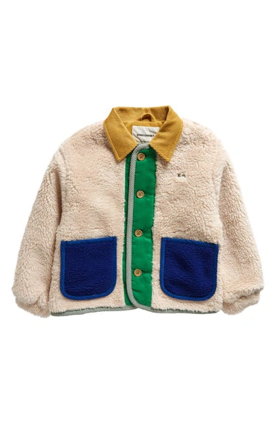 Bobo Choses Ivory Eco-fur Coat For Kids With Logo In Multicolor