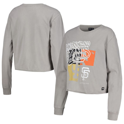 The Wild Collective Grey San Francisco Giants Cropped Long Sleeve T-shirt