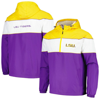 G-III SPORTS BY CARL BANKS G-III SPORTS BY CARL BANKS PURPLE LSU TIGERS CENTER LINE HALF-ZIP RAGLAN HOODIE JACKET