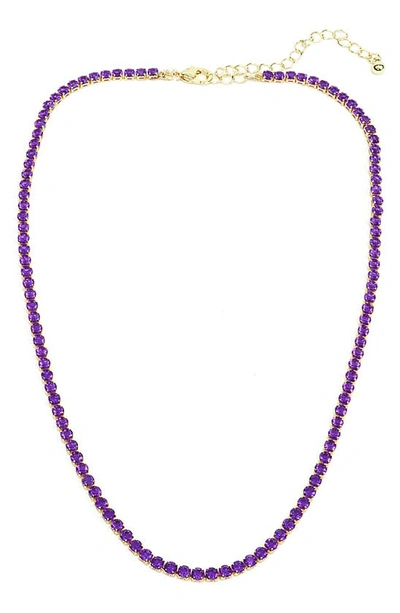 Panacea Crystal Tennis Necklace In Purple