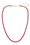 Panacea Crystal Tennis Necklace In Pink