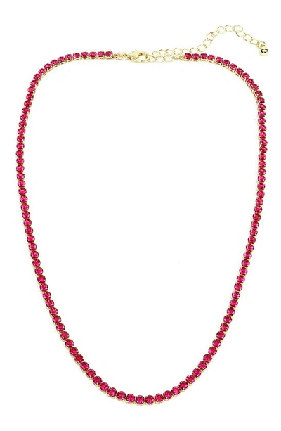 Panacea Crystal Tennis Necklace In Pink
