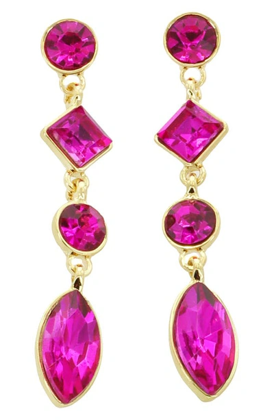 Panacea Crystal Linear Drop Earrings In Pink