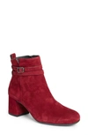 Paul Green Sydney Buckle Bootie In Bordo Suede