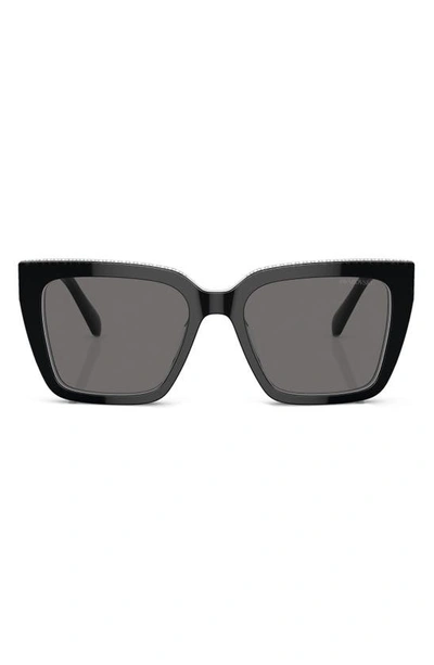 Swarovski Crystal-embellished Rectangle-frame Sunglasses In Black