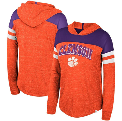 Colosseum Orange Clemson Tigers Speckled Color Block Long Sleeve Hooded T-shirt