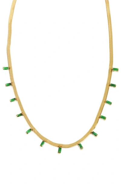 Panacea Crystal Station Collar Necklace In Green