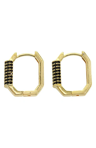 Panacea Crystal Pavé Geometric Hoop Earrings In Black