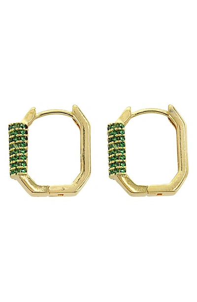 Panacea Crystal Pavé Geometric Hoop Earrings In Green