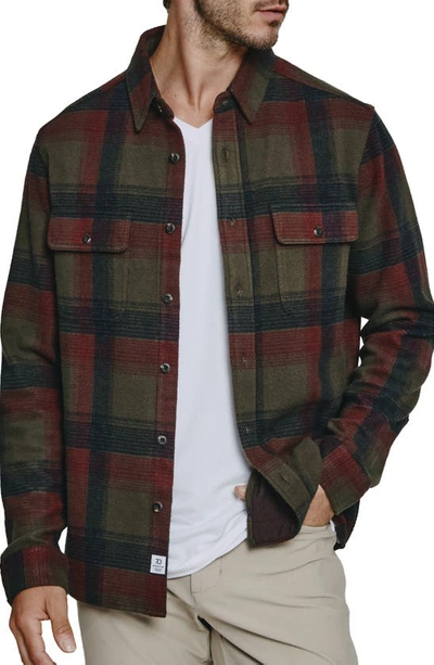 7 Diamonds Generation Plaid Stretch Flannel Button-up Overshirt In Forest