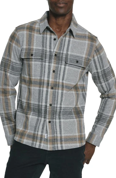 7 Diamonds Generation Plaid Stretch Flannel Button-up Overshirt In Grey