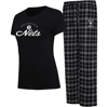 COLLEGE CONCEPTS COLLEGE CONCEPTS BLACK/GRAY BROOKLYN NETS ARCTIC T-SHIRT & FLANNEL PANTS SLEEP SET