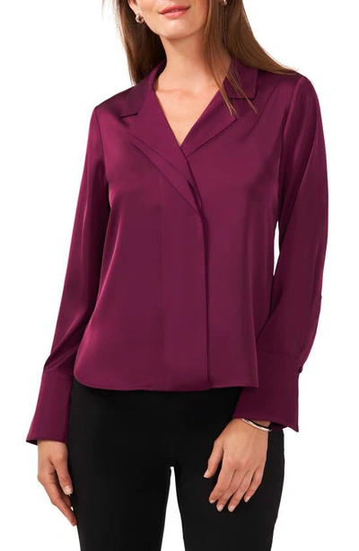 Halogen Double Notched Collar Satin Shirt In Deep Ruby