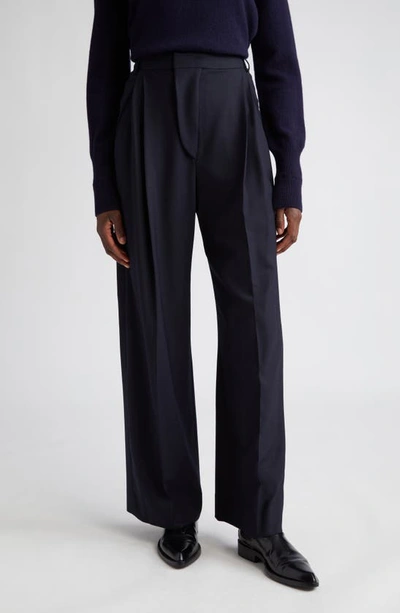 Victoria Beckham Wide Leg Trouser In Blue