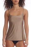 Commando Scoop-neck Faux Silk Cami In Brown