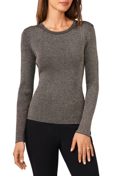 Halogen Back Cutout Rib Sweater In Rich Black