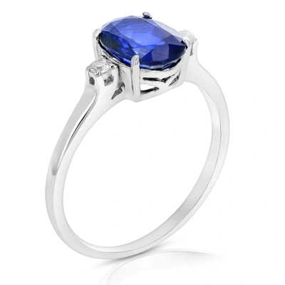 Vir Jewels 1.75 Cttw Created Blue Sapphire Ring .925 Sterling Silver Oval 9x7 Mm