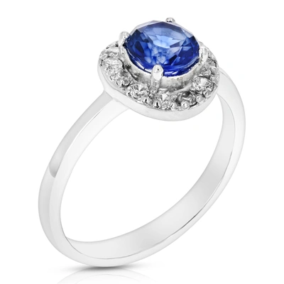 Vir Jewels 0.80 Cttw Created Blue Sapphire Ring .925 Sterling Silver Rhodium Round 6 Mm