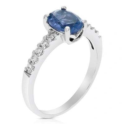 Vir Jewels 1.20 Cttw Created Blue Sapphire Ring .925 Sterling Silver Rhodium Oval 8x6 Mm