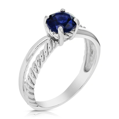Vir Jewels 1.90 Cttw Created Blue Sapphire Ring .925 Sterling Silver Rhodium Round 8 Mm