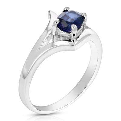 Vir Jewels 0.80 Cttw Created Blue Sapphire Ring .925 Sterling Silver Oval 7x5 Mm