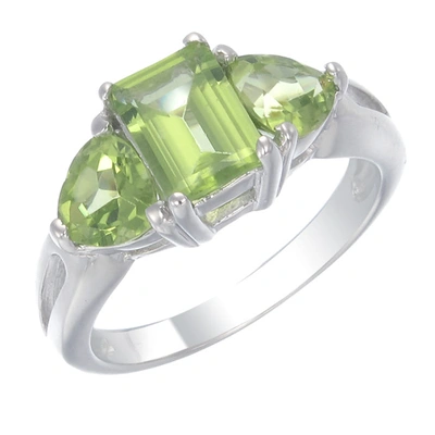 Vir Jewels Sterling Silver Peridot 3 Stone Ring (2.30 Ct) In Green