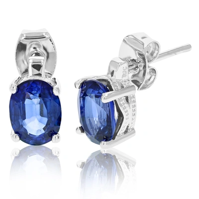 Vir Jewels Sterling Silver Created Blue Sapphire Earrings (2.40 Ct)