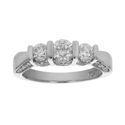 Vir Jewels 1 1/2 Cttw Diamond 3 Stone Ring Platinum In Silver