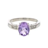 VIR JEWELS 1 CT AMETHYST AND DIAMOND RING IN STERLING SILVER OVAL
