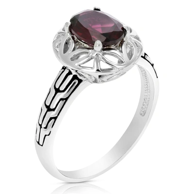 Vir Jewels 1.20 Cttw Garnet Ring .925 Sterling Silver With Rhodium Oval Shape 8x6 Mm In Purple