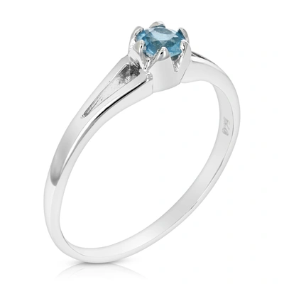 Vir Jewels 1/4 Cttw Blue Topaz Ring .925 Sterling Silver With Rhodium Round Shape 4 Mmv