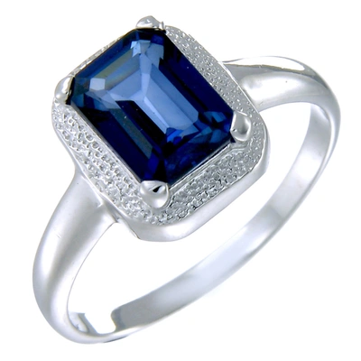 Vir Jewels 1 Cttw Created Blue Sapphire Ring In .925 Sterling Silver Emerald Shape